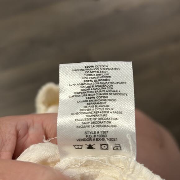 Salty Lemons White Short Sleeve Cropped Top Elastic Hem Size Large - Picture 6 of 7